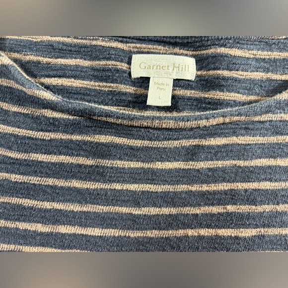 Garnet Hill Blue Beige Striped Knit Dress Long Sleeve Casual Womens Large - Picture 4 of 5